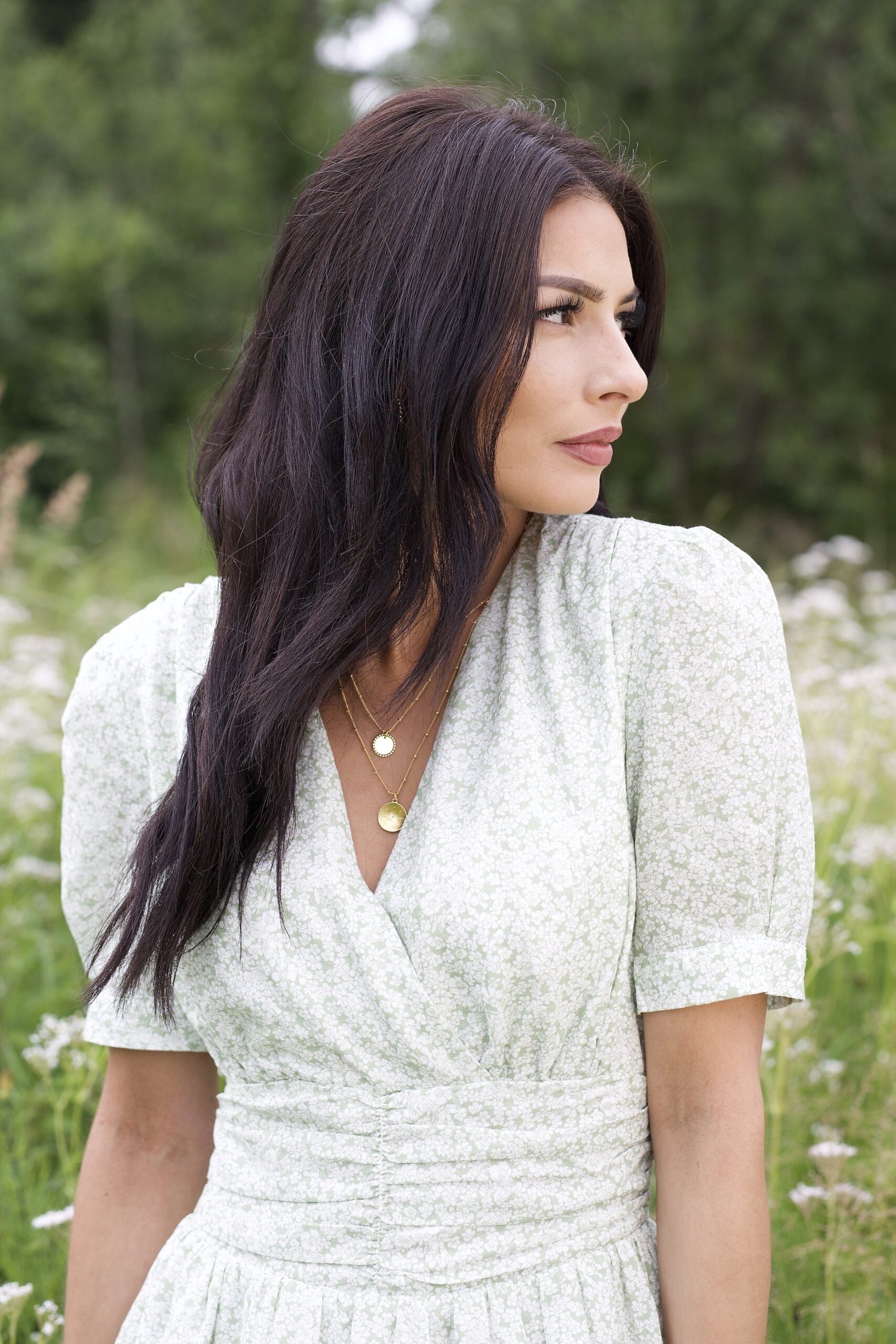 SS21 - Wilma kjole grønn blomstret