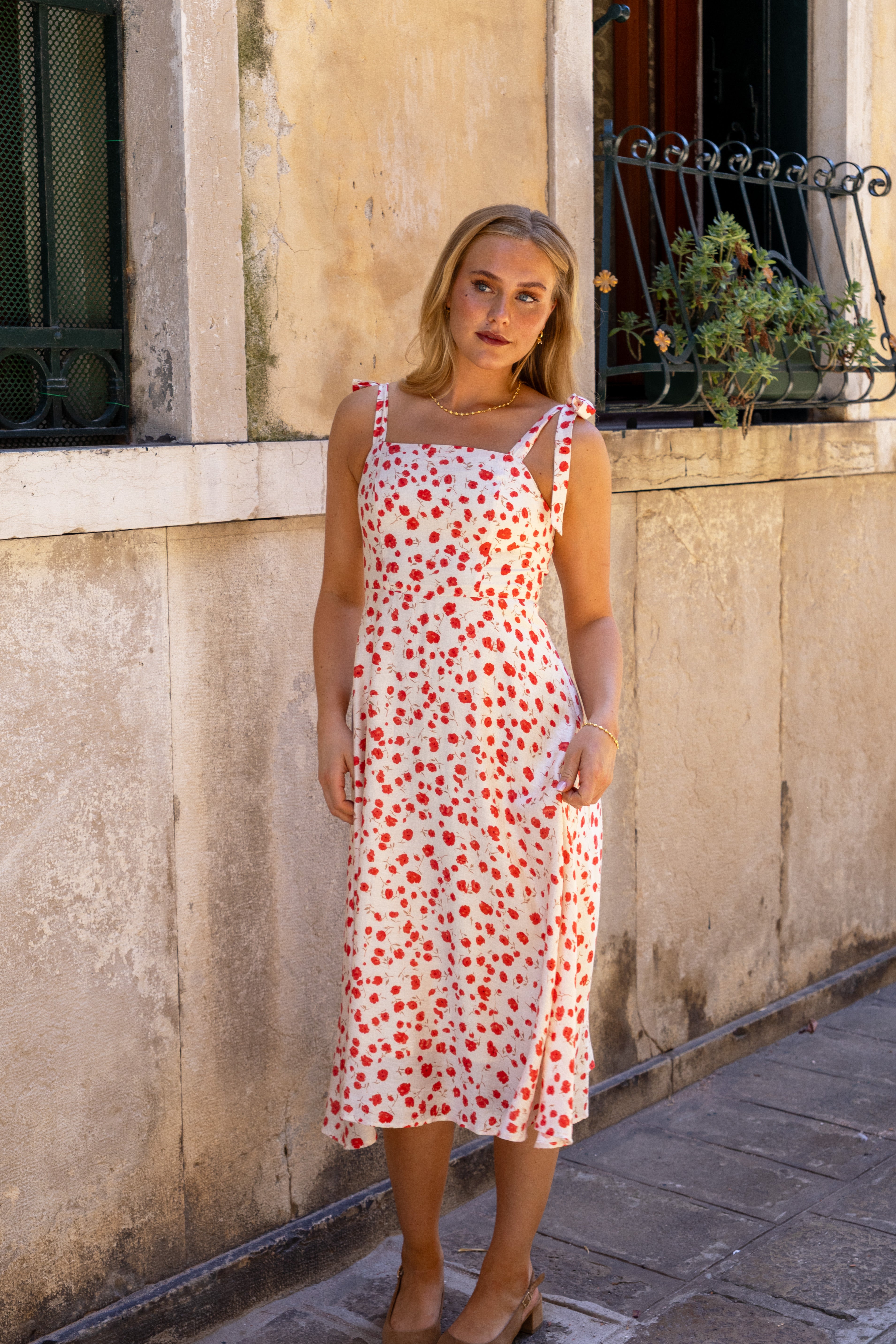 SS27 Caroline dress red flowers