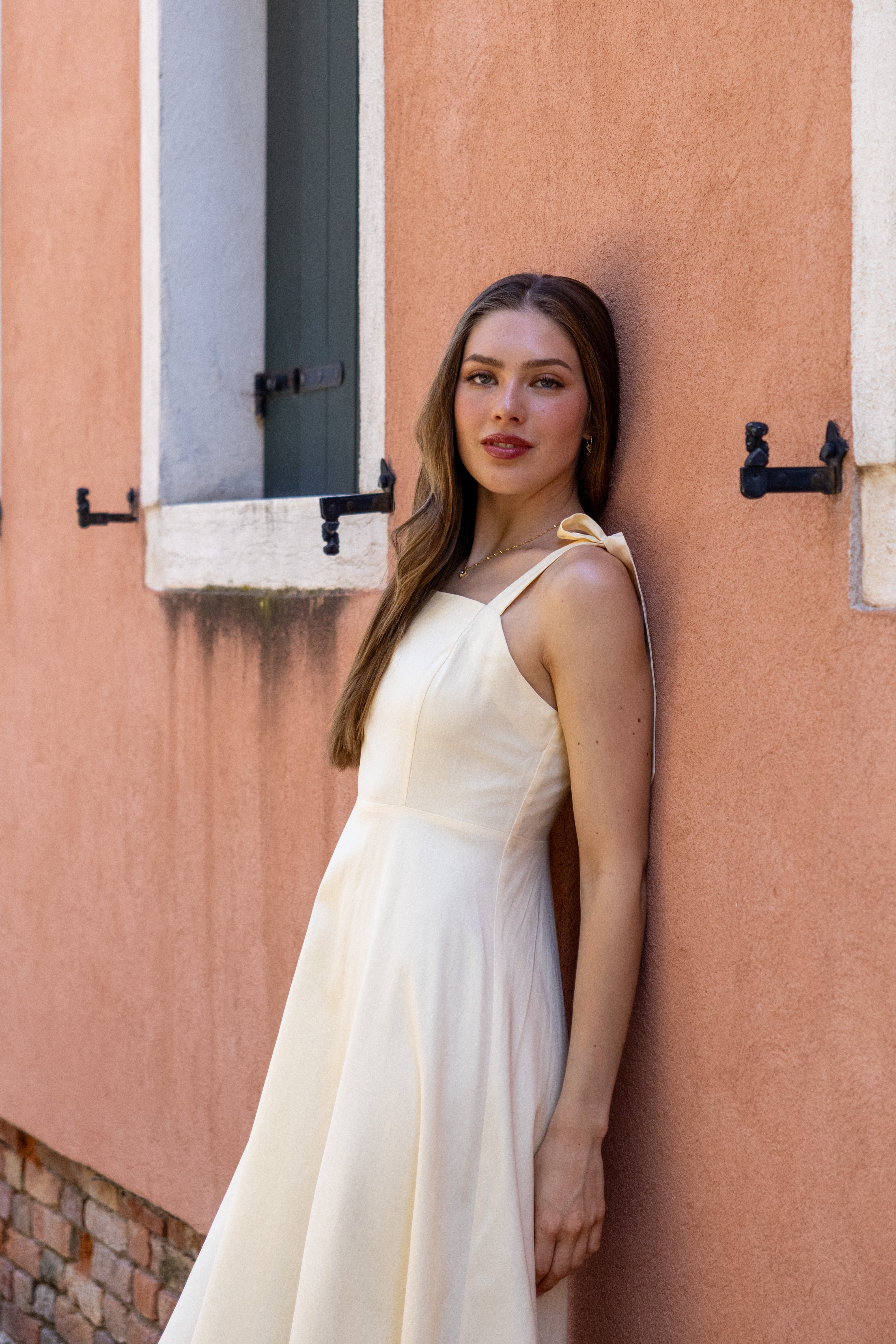 SS27 Caroline linen dress yellow