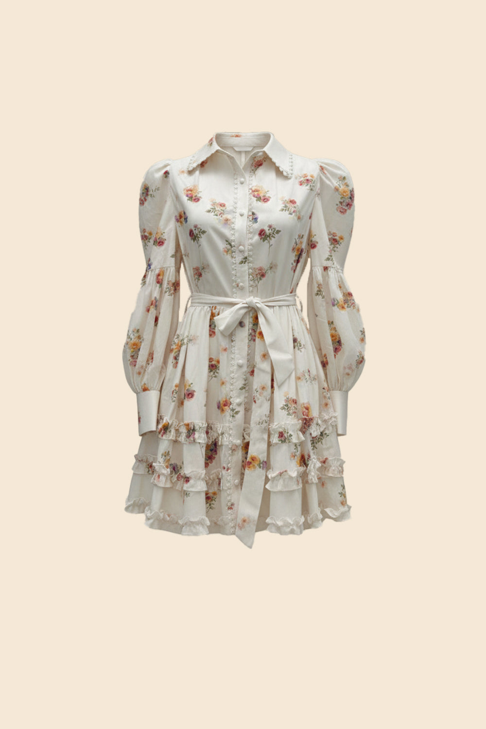 Sara dress white - red flowers