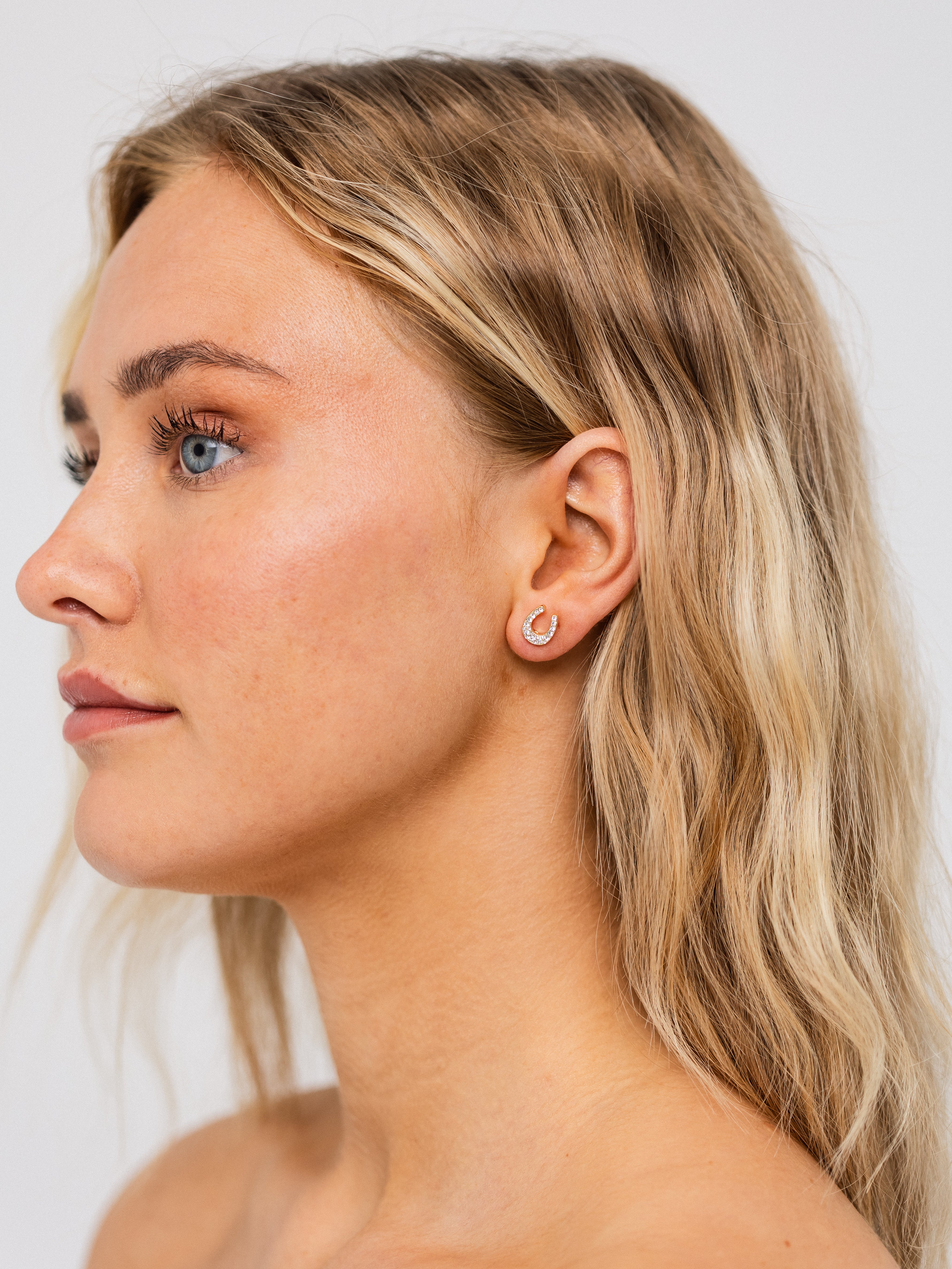 Horseshoe crystal studs
