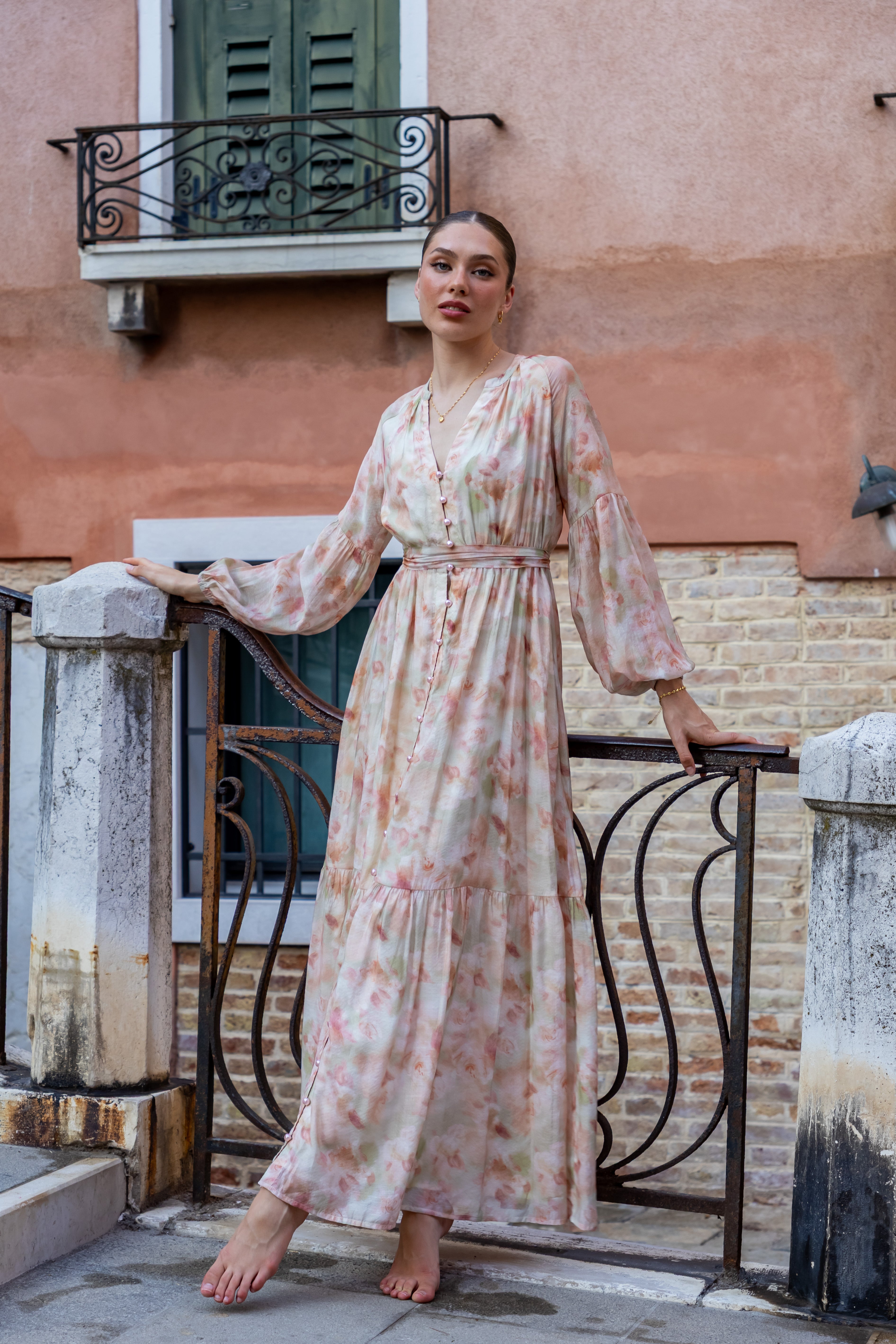 SS27 Serena soft floral dress long