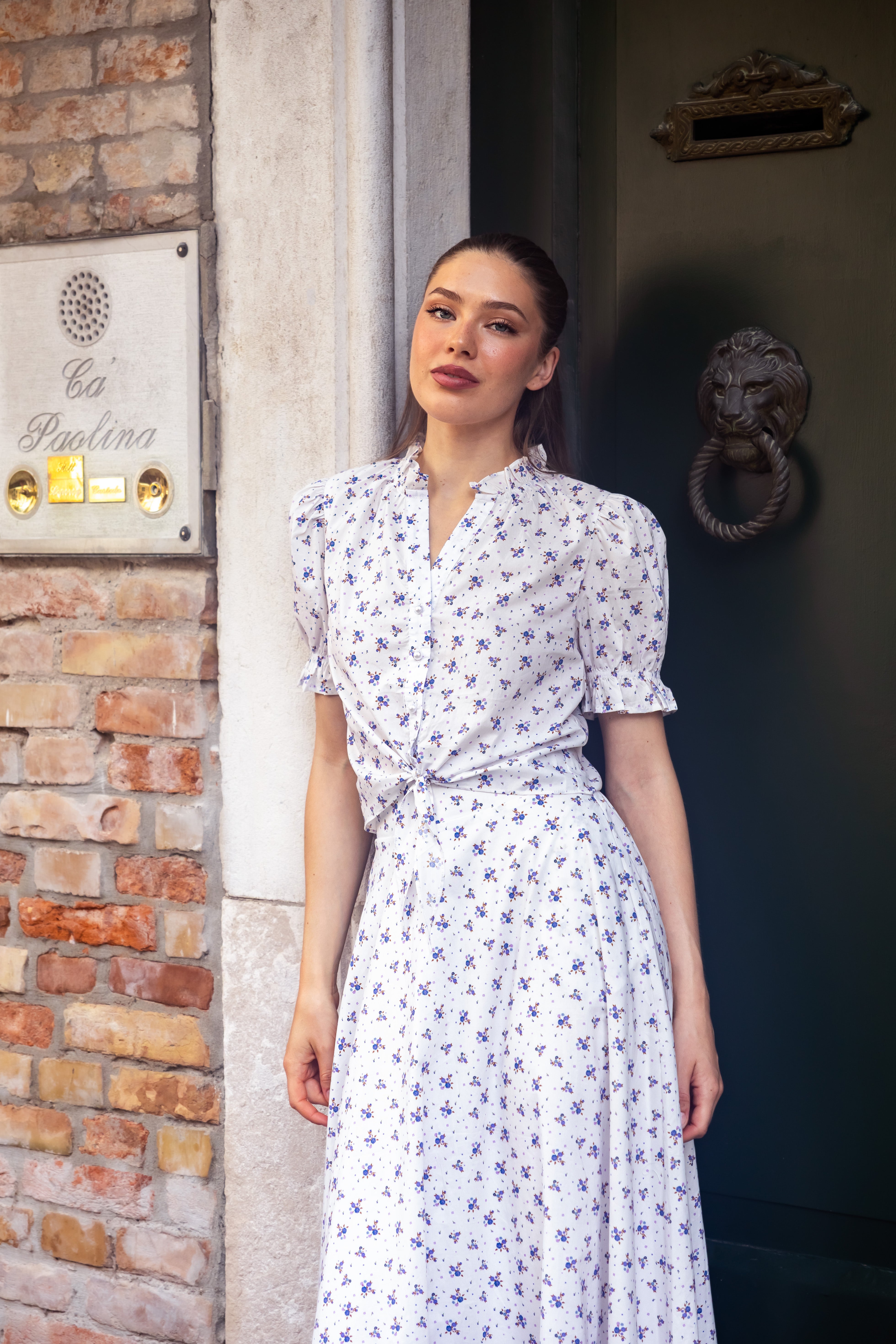 Solene skirt blue print