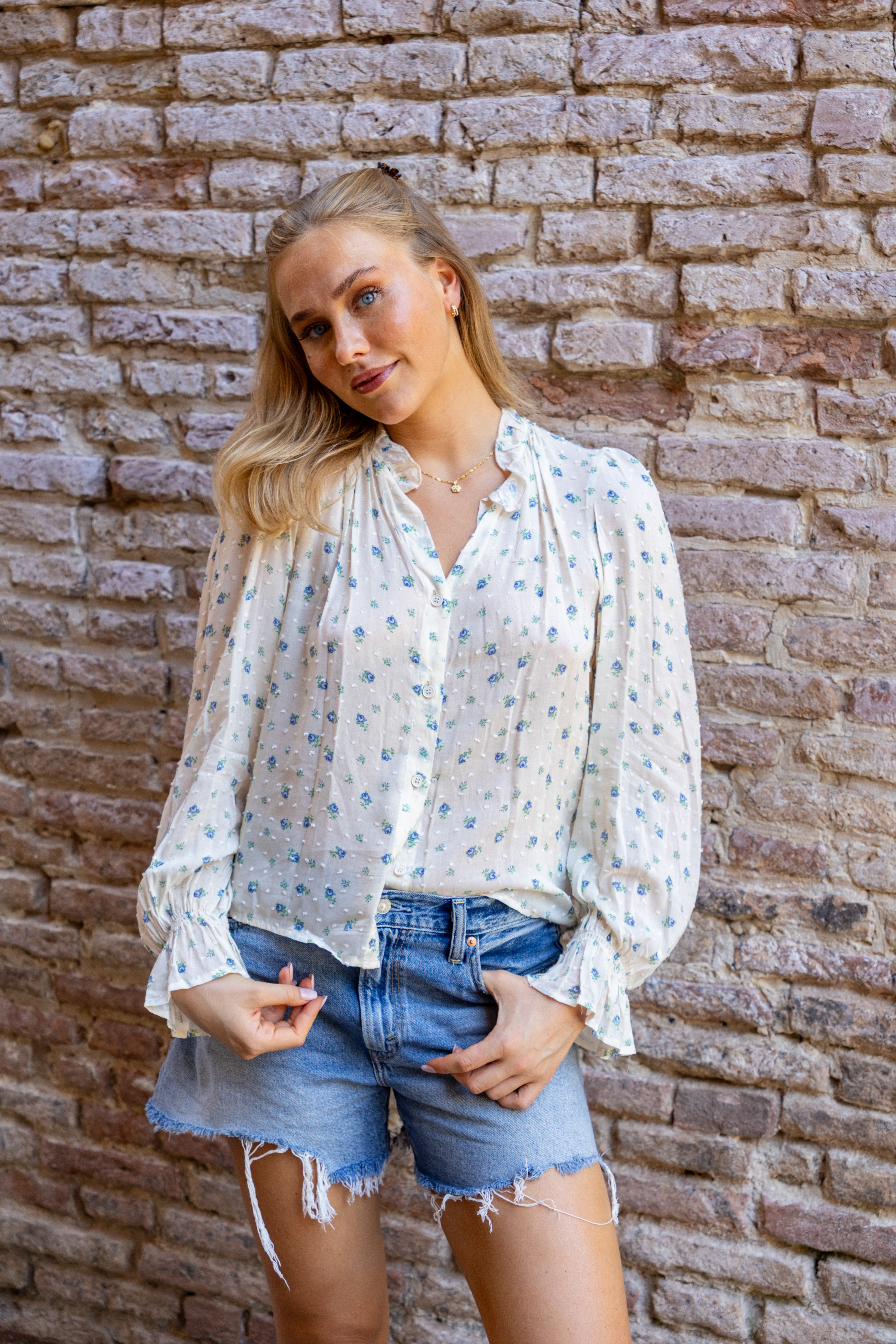 SS27 Beatrice blouse blue print