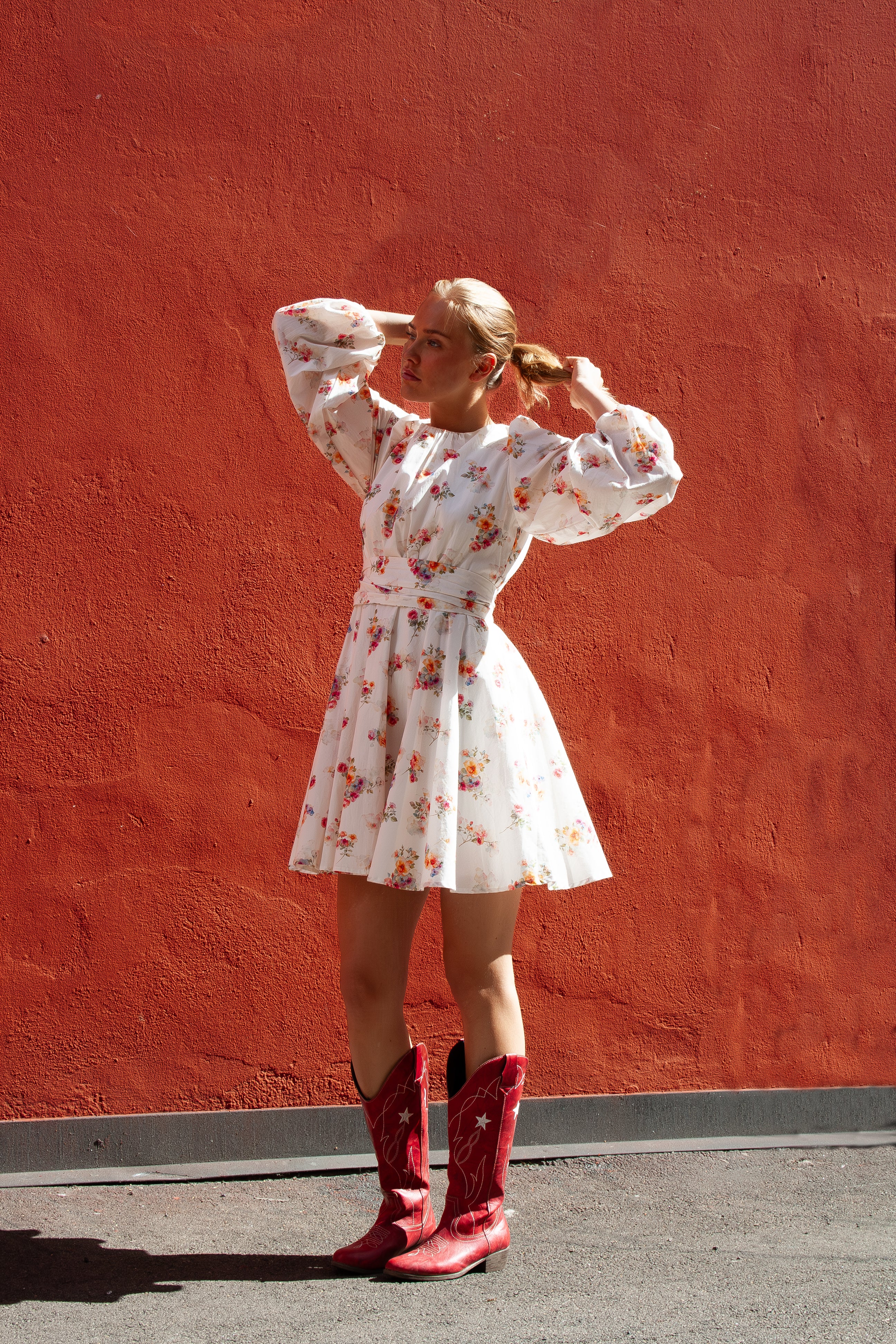 Lise dress white print