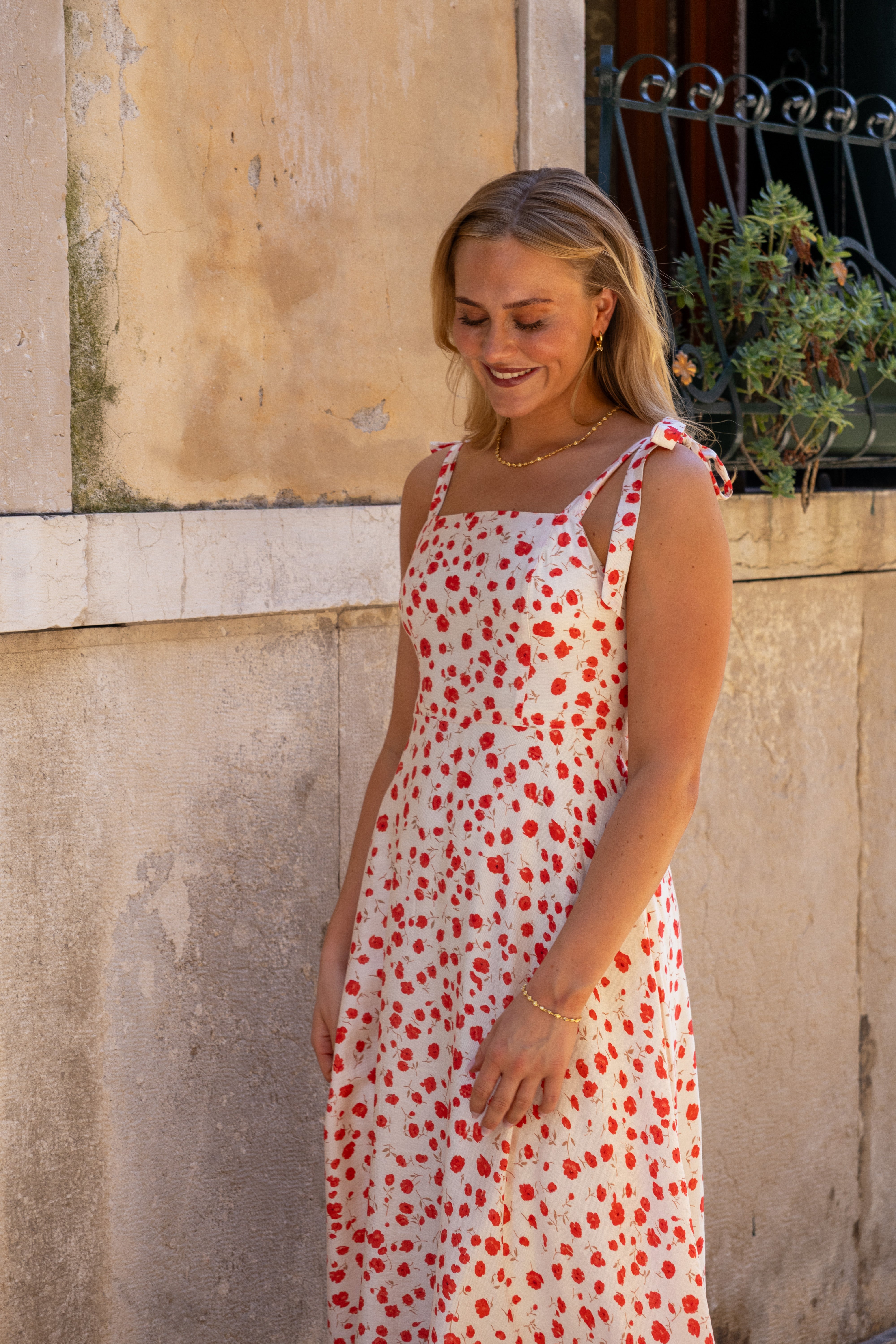 SS27 Caroline  dress red flowers