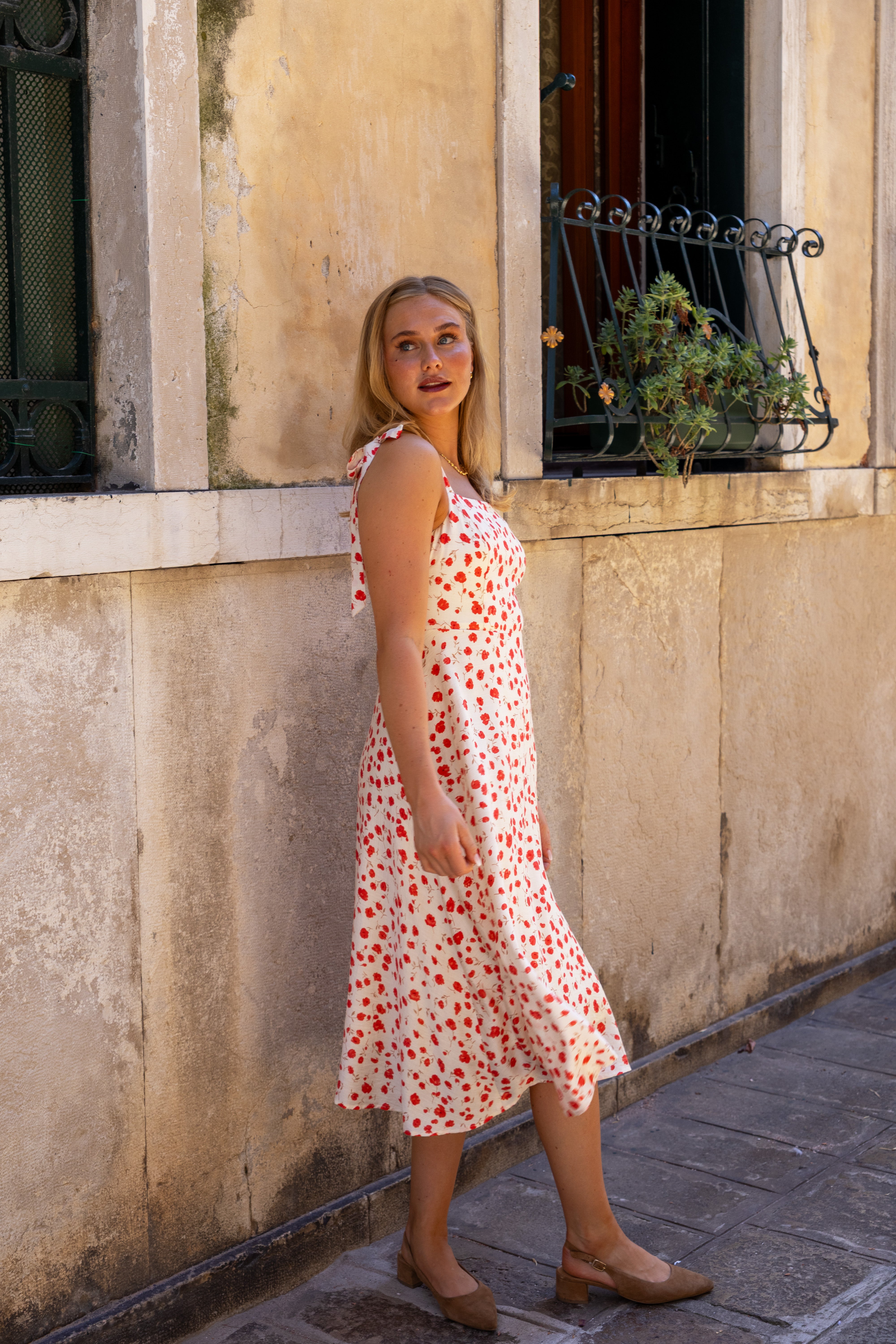 SS27 Caroline  dress red flowers
