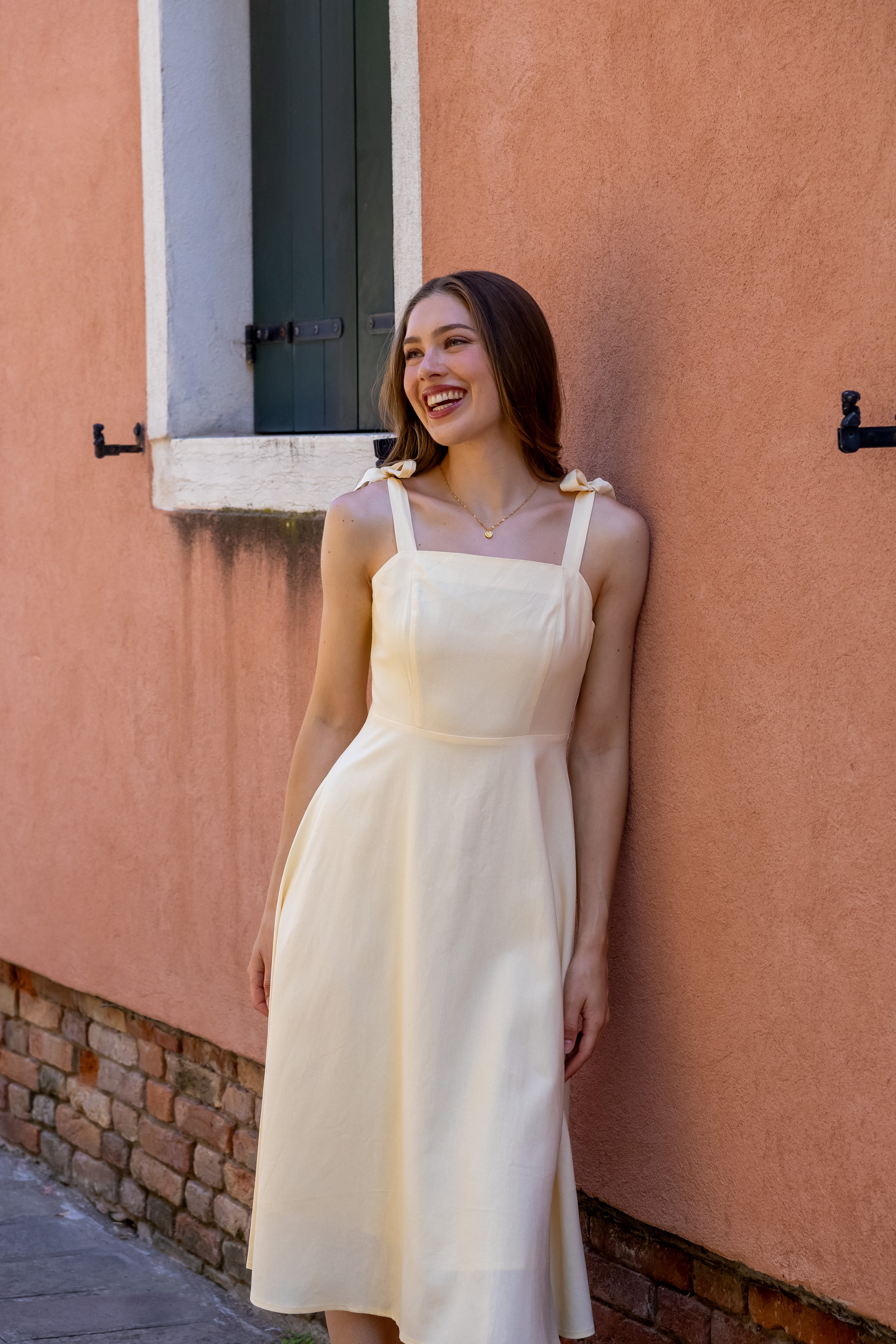 SS27 Caroline linen dress yellow