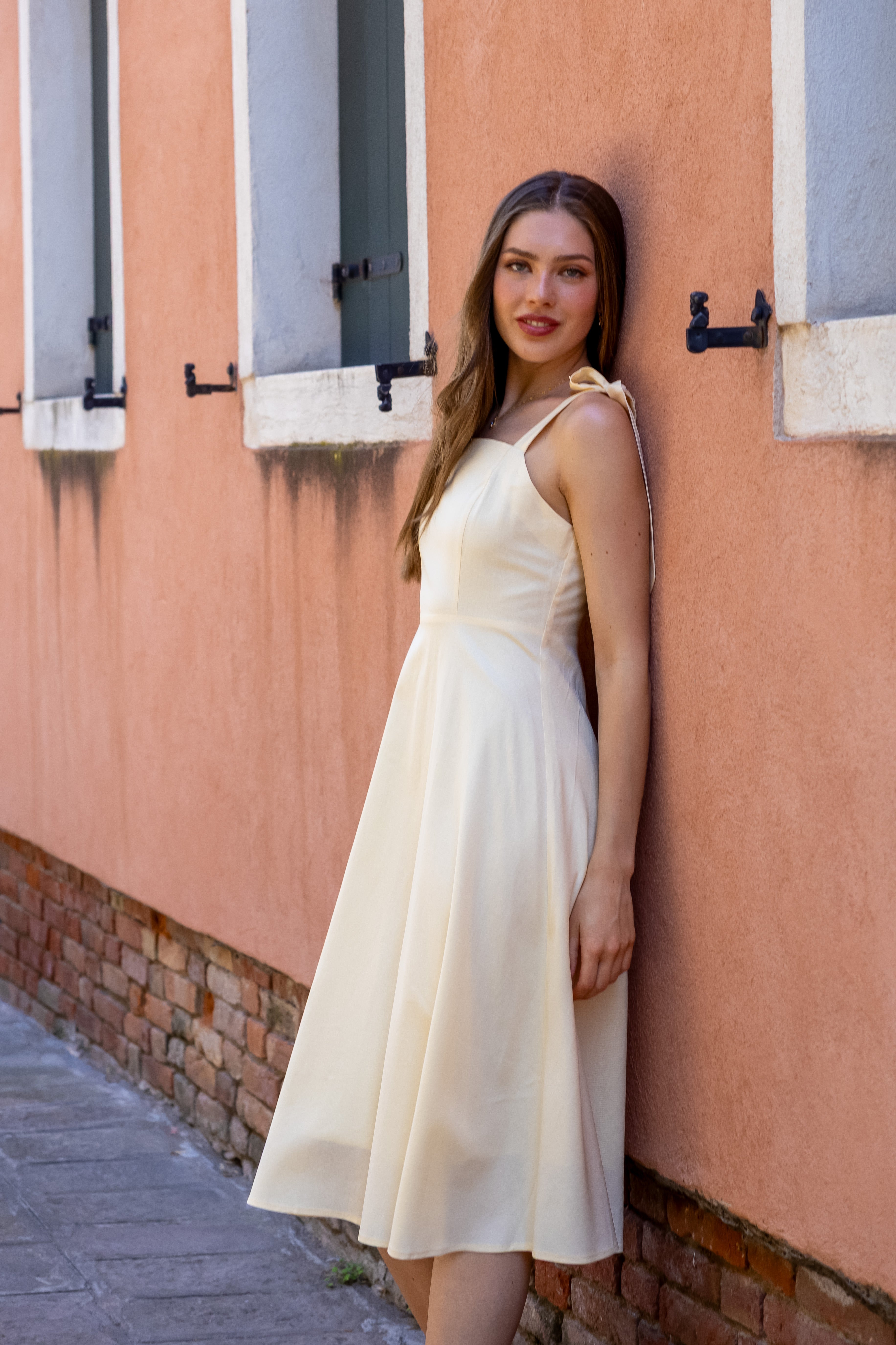 SS27 Caroline linen dress yellow