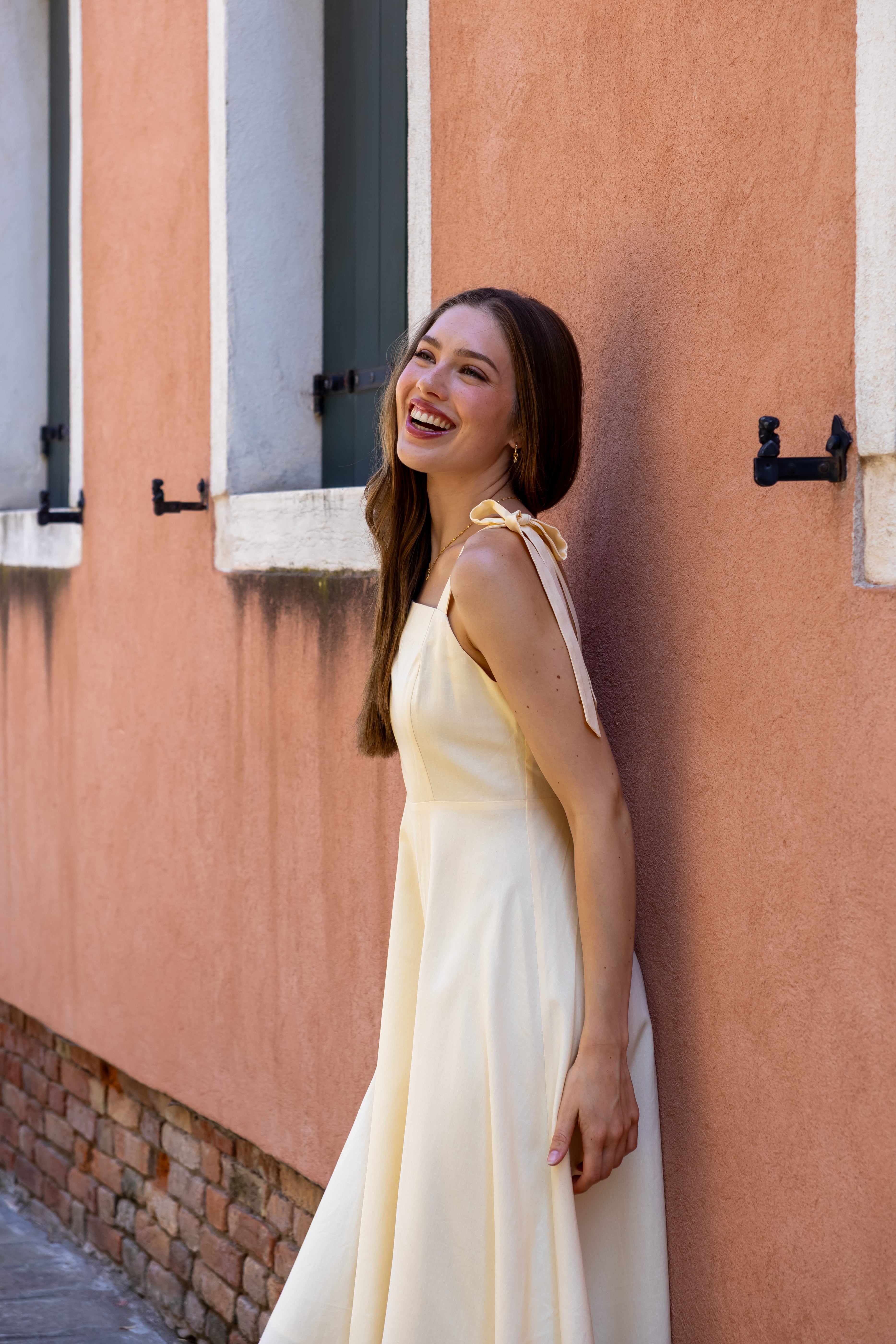 SS27 Caroline linen dress yellow