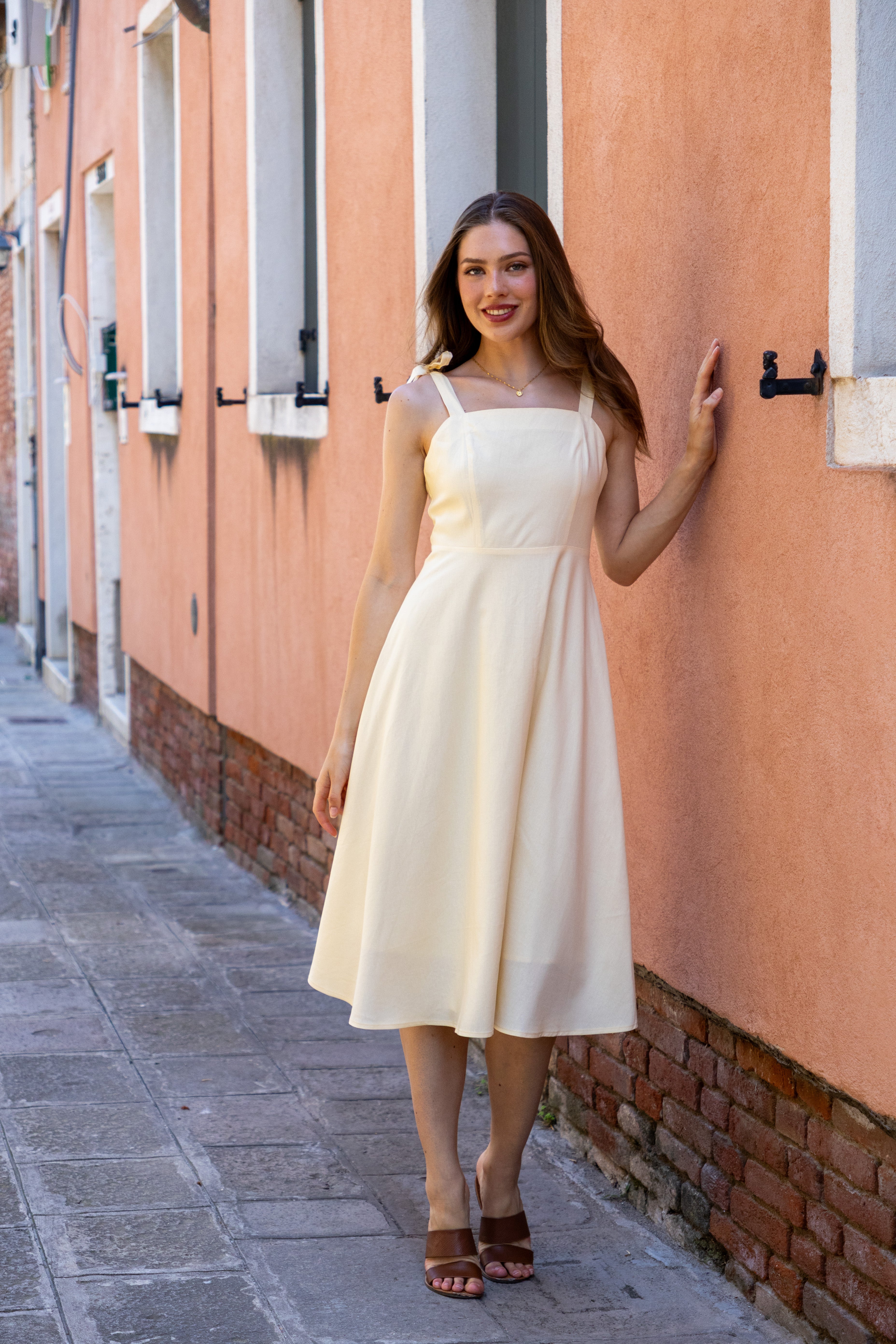 SS27 Caroline linen dress yellow
