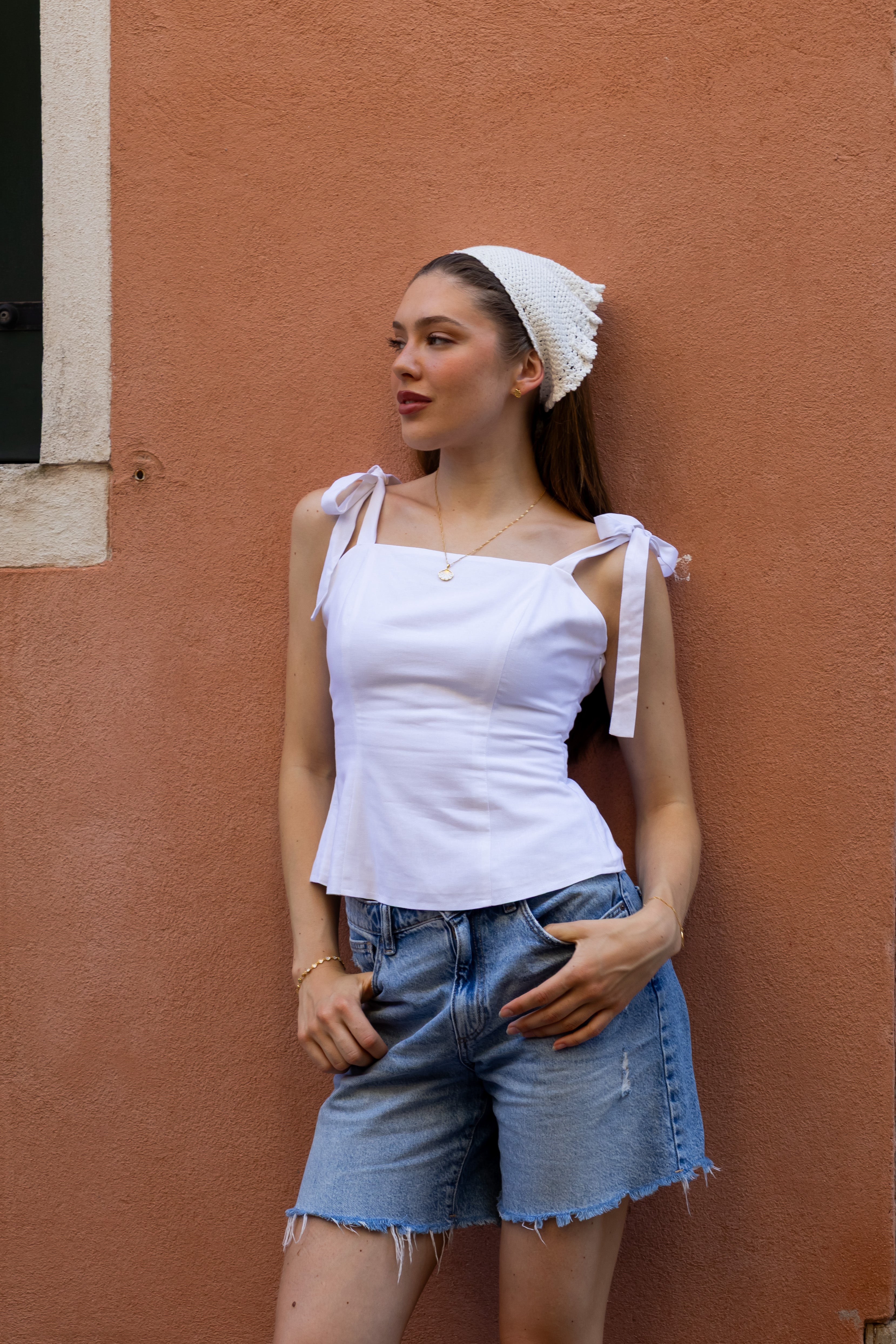 SS27 Caroline linen top white