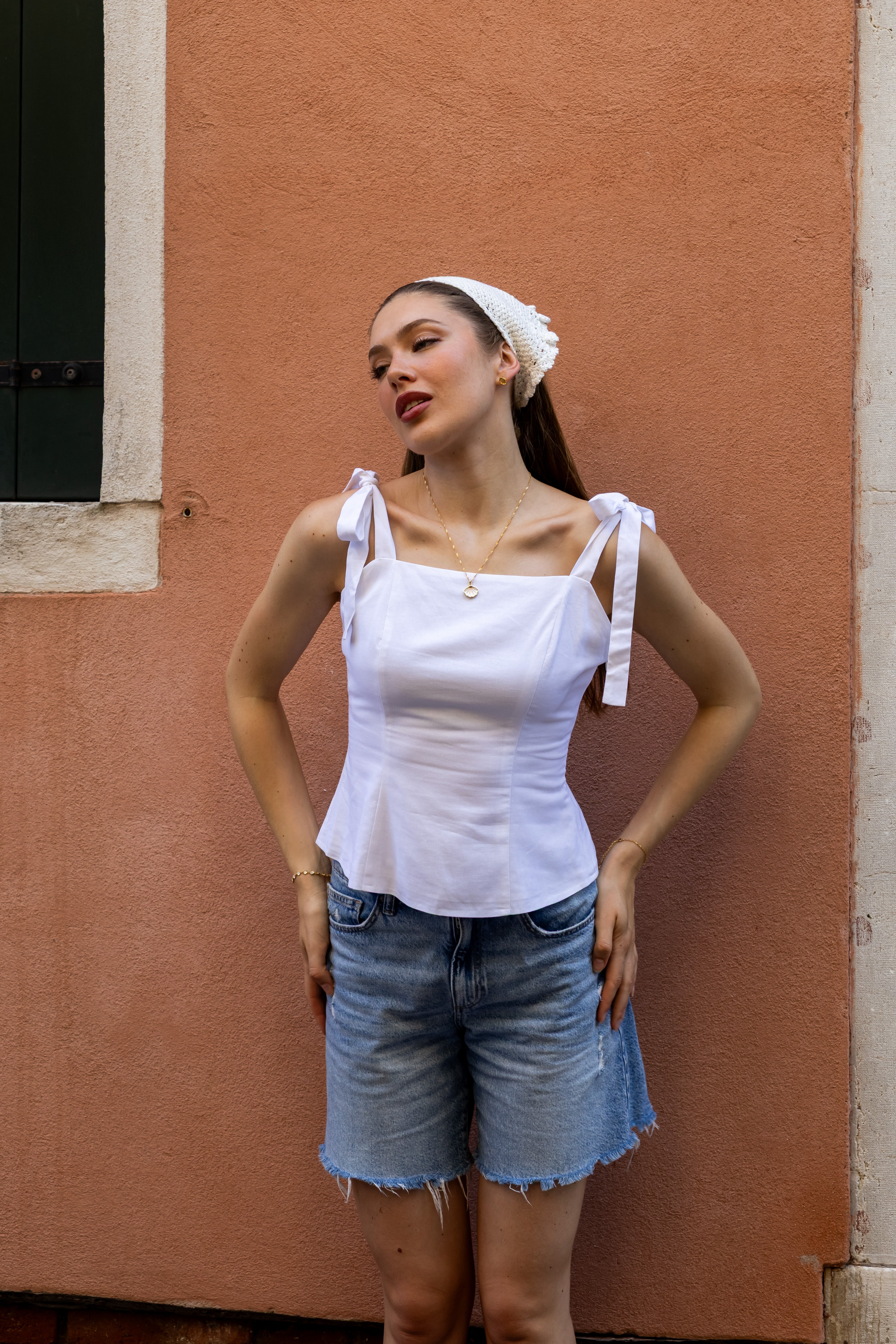 SS27 Caroline linen top white