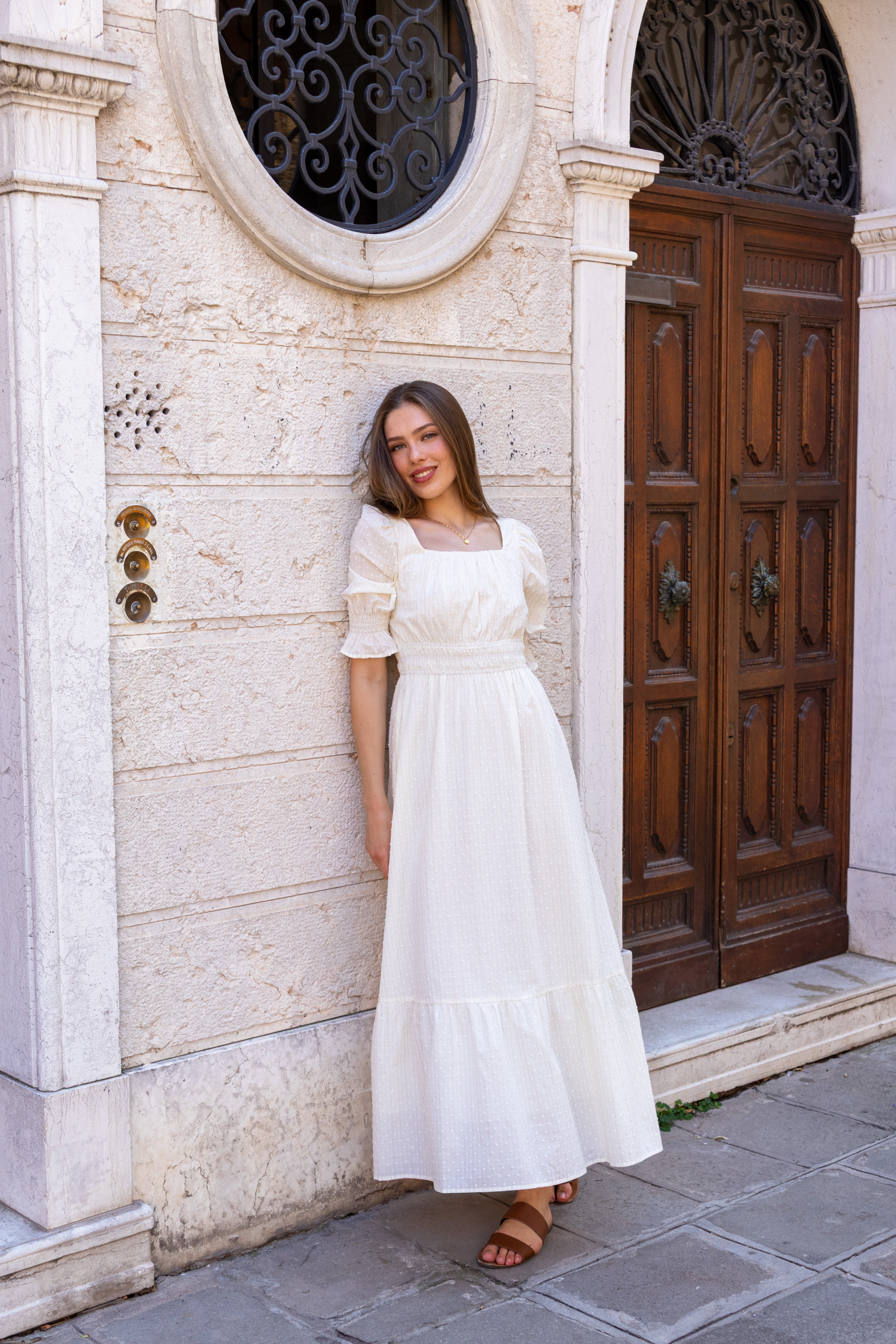 SS27 Cecilie dress beige with gold
