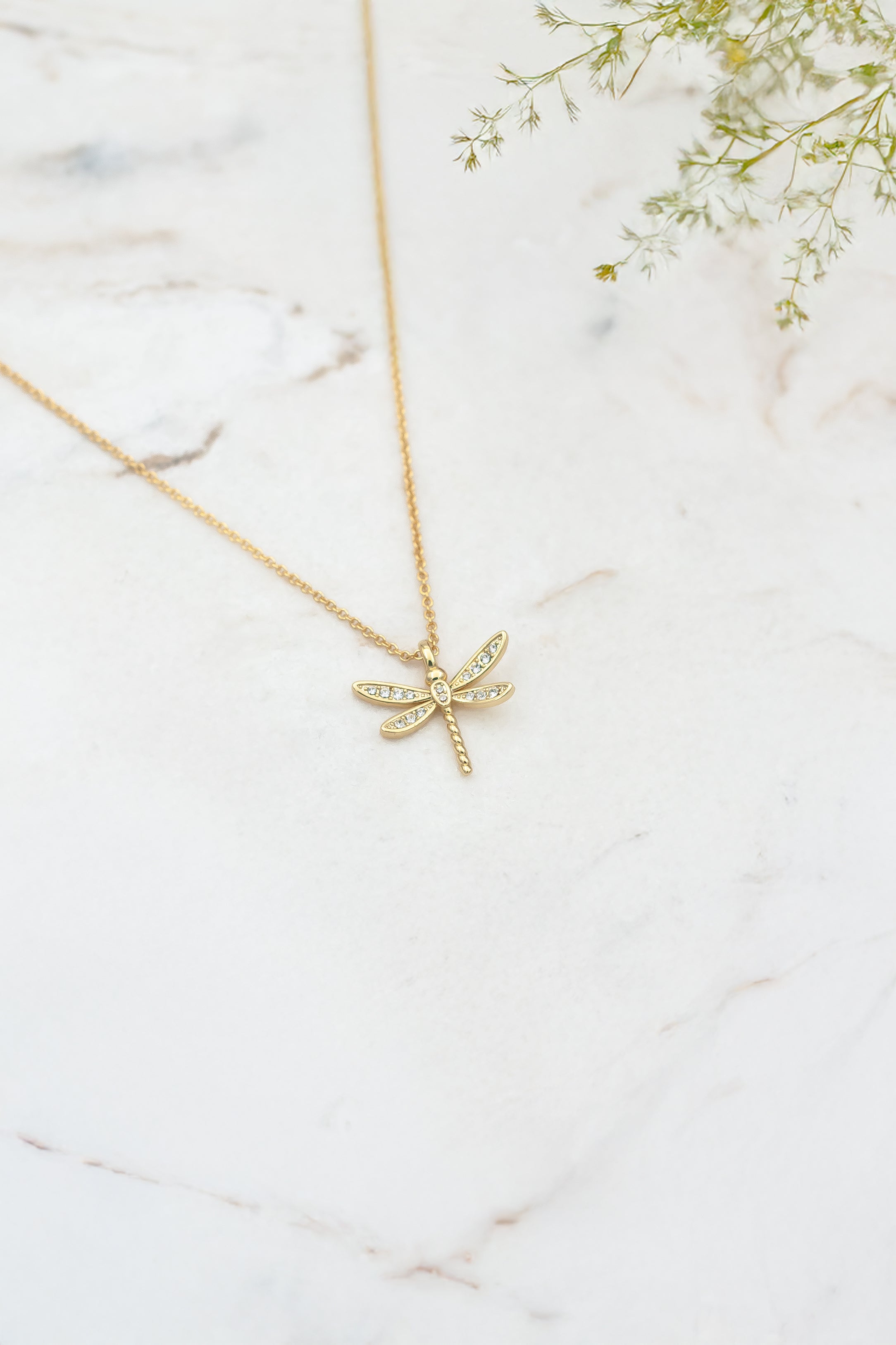 Crystal dragonfly necklace