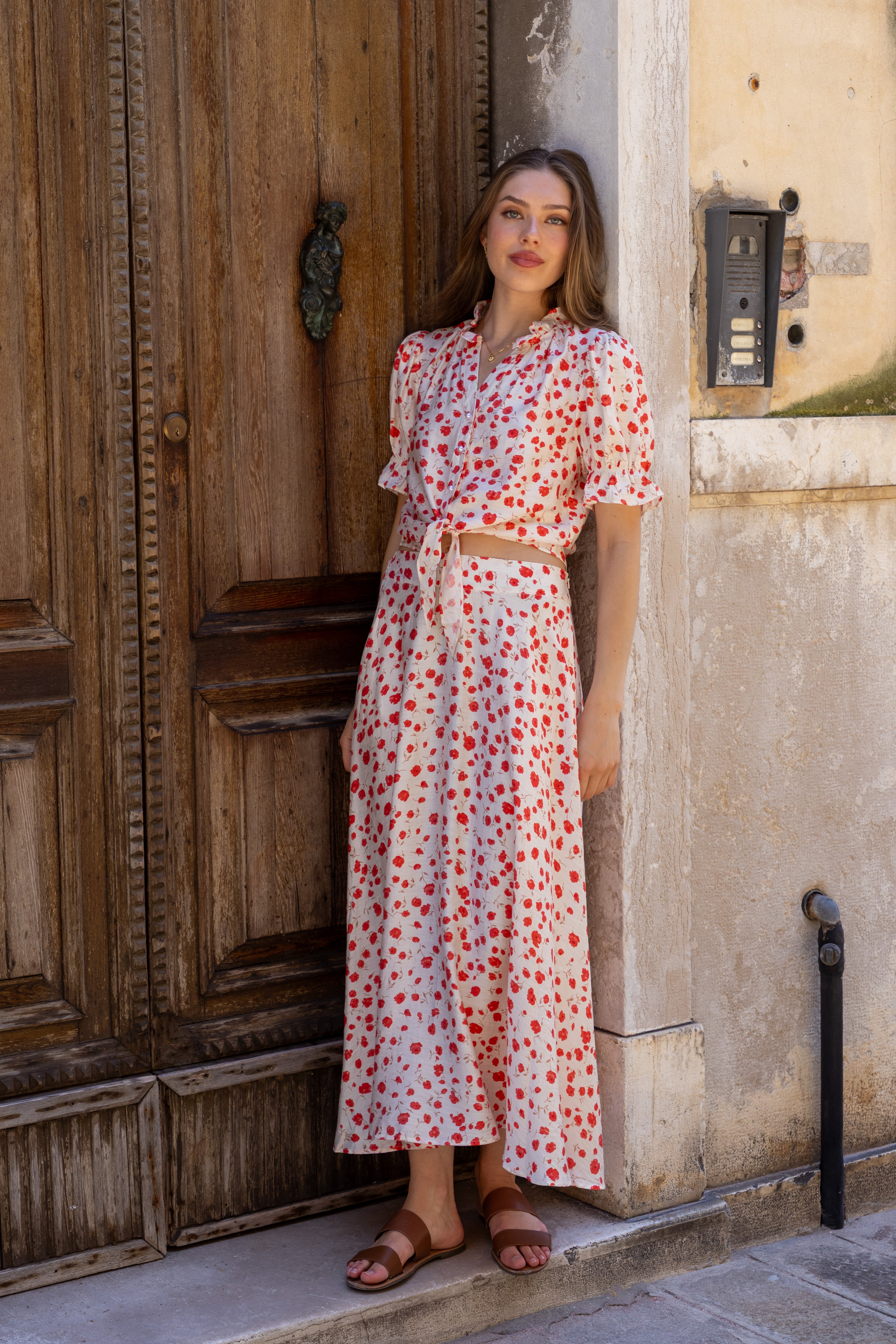 Solene skirt red print