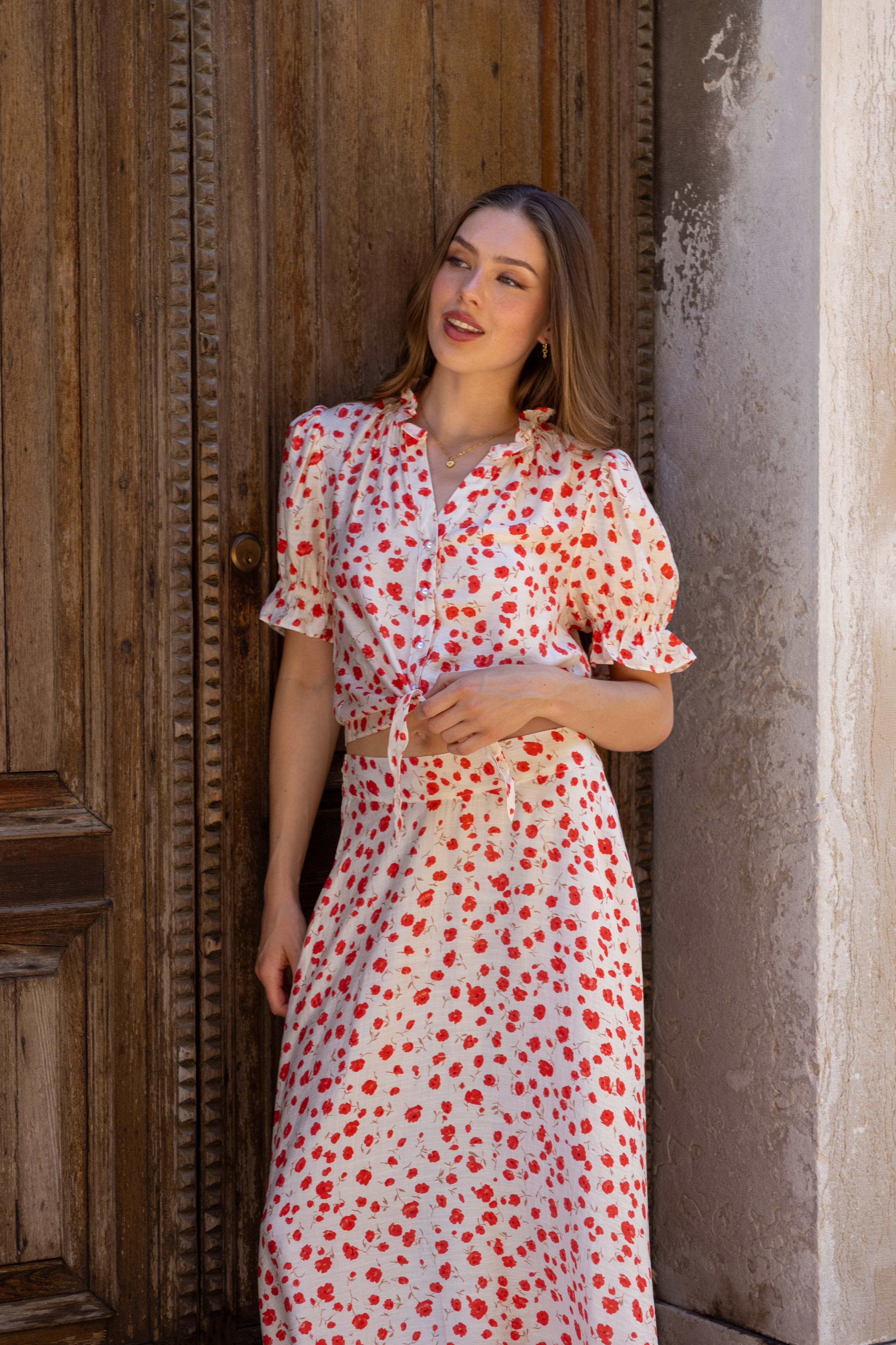 Solene skirt red print