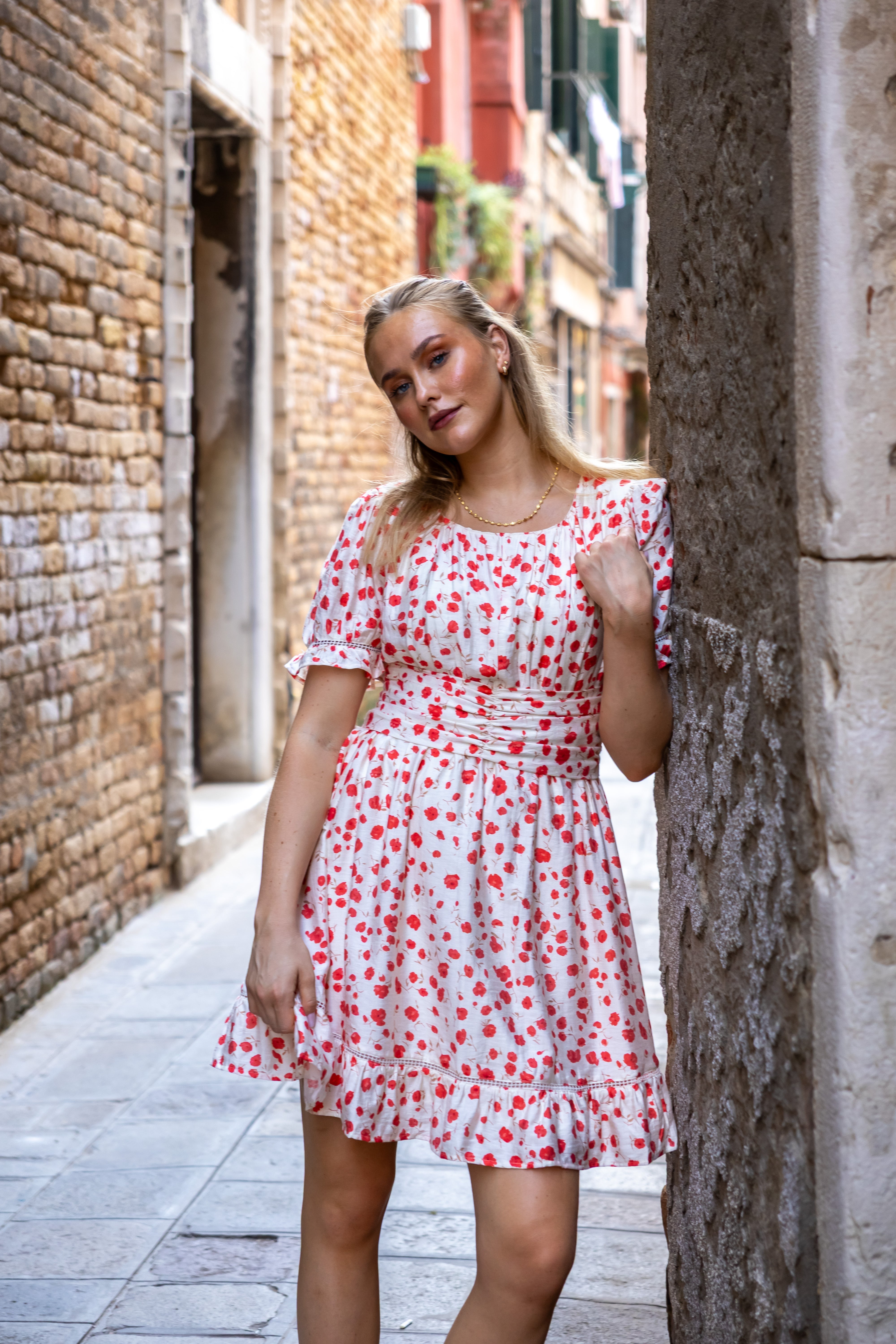 SS27 Isabella dress red flowers
