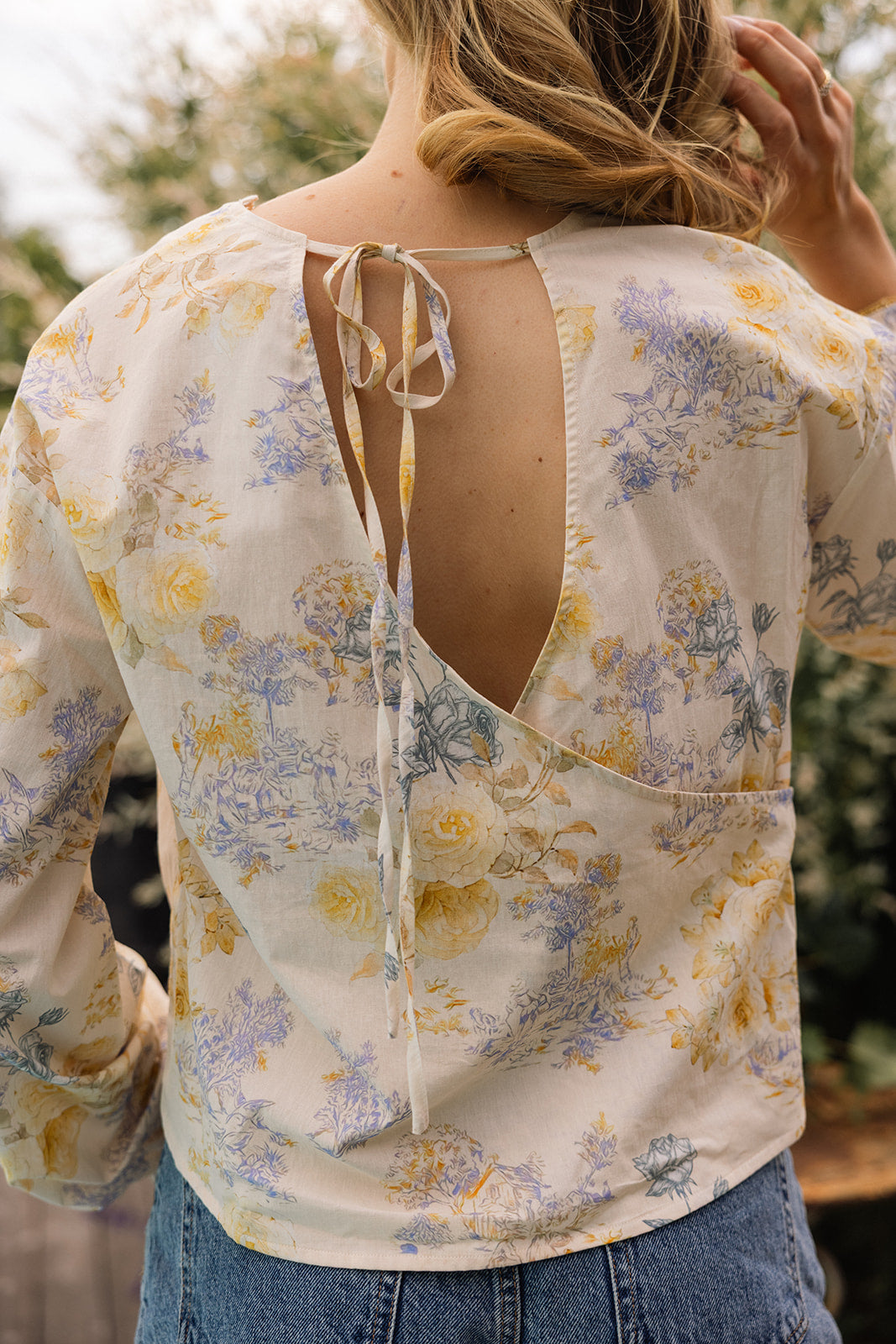Odette bluse beige print