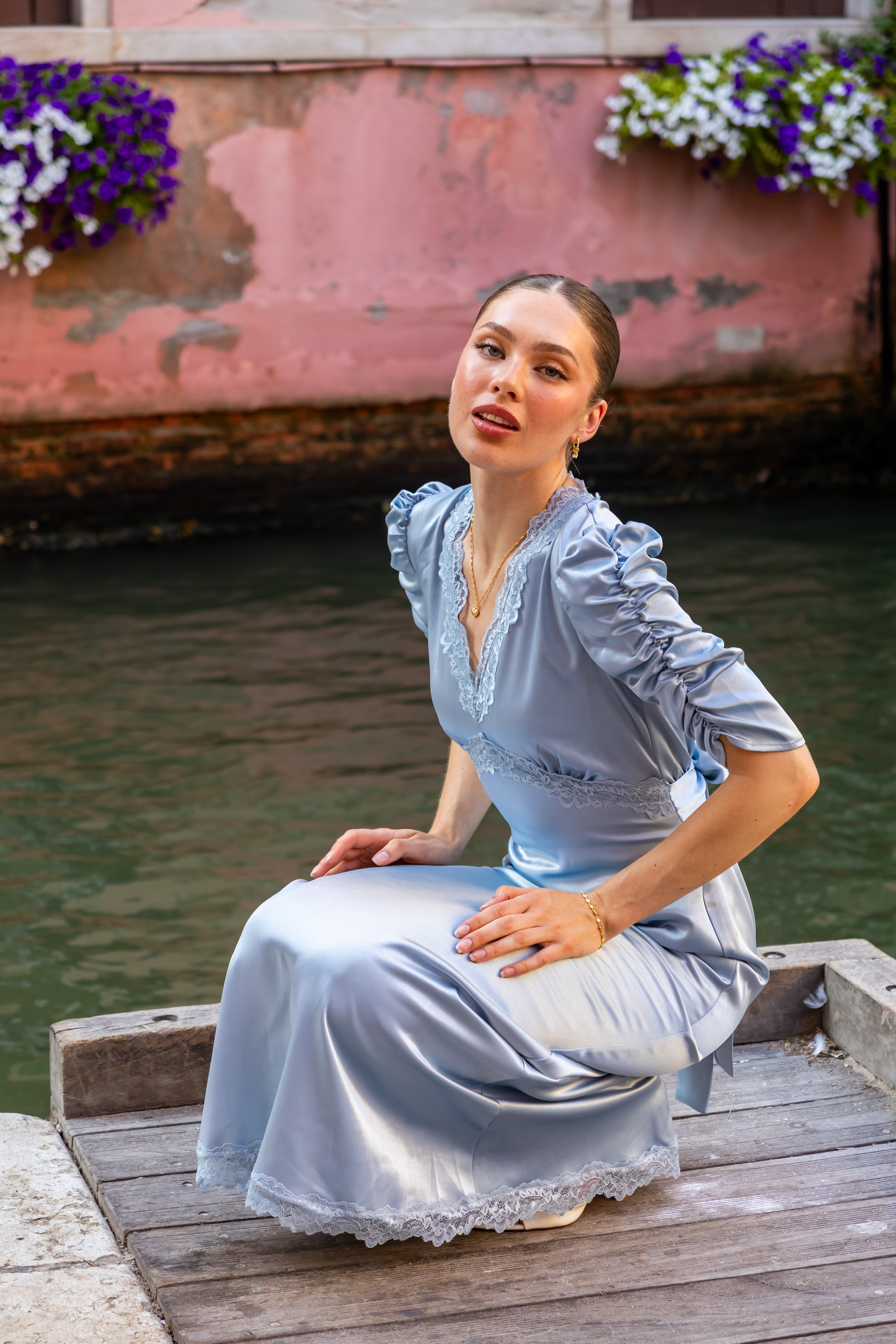 SS27 Rosalie dress dusty blue