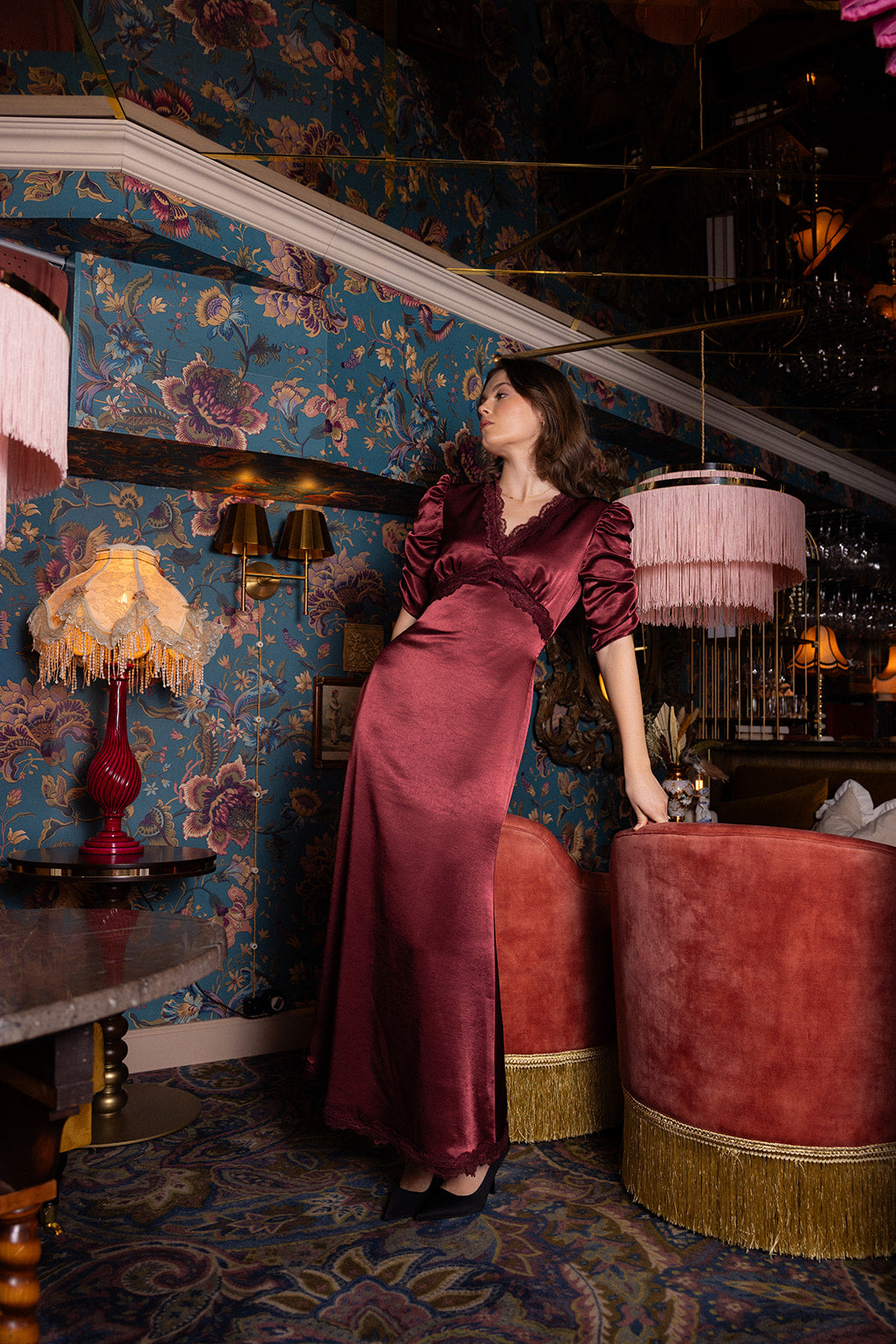 AW26 Rosalie dress burgundy