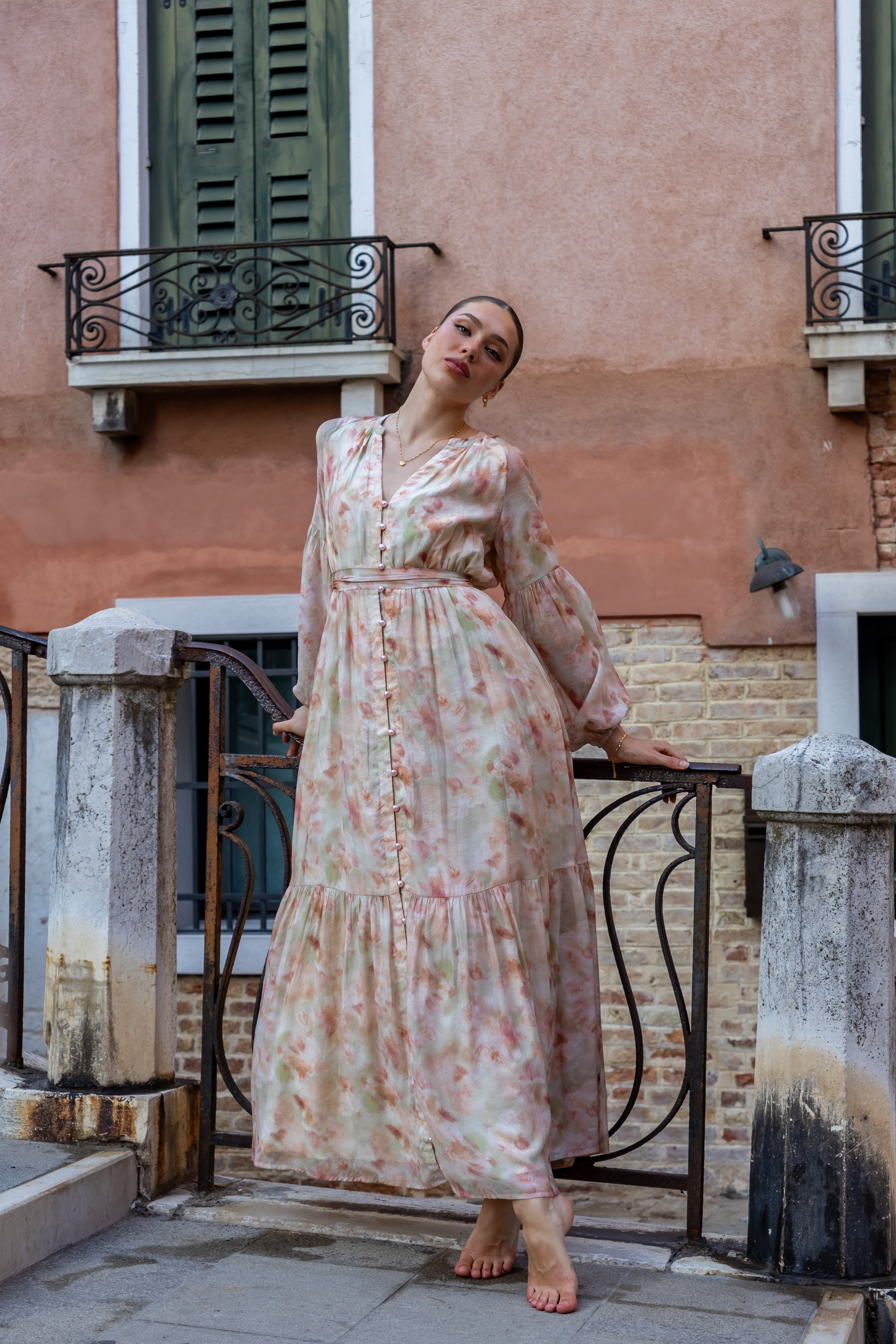 SS27 Serena soft floral dress long