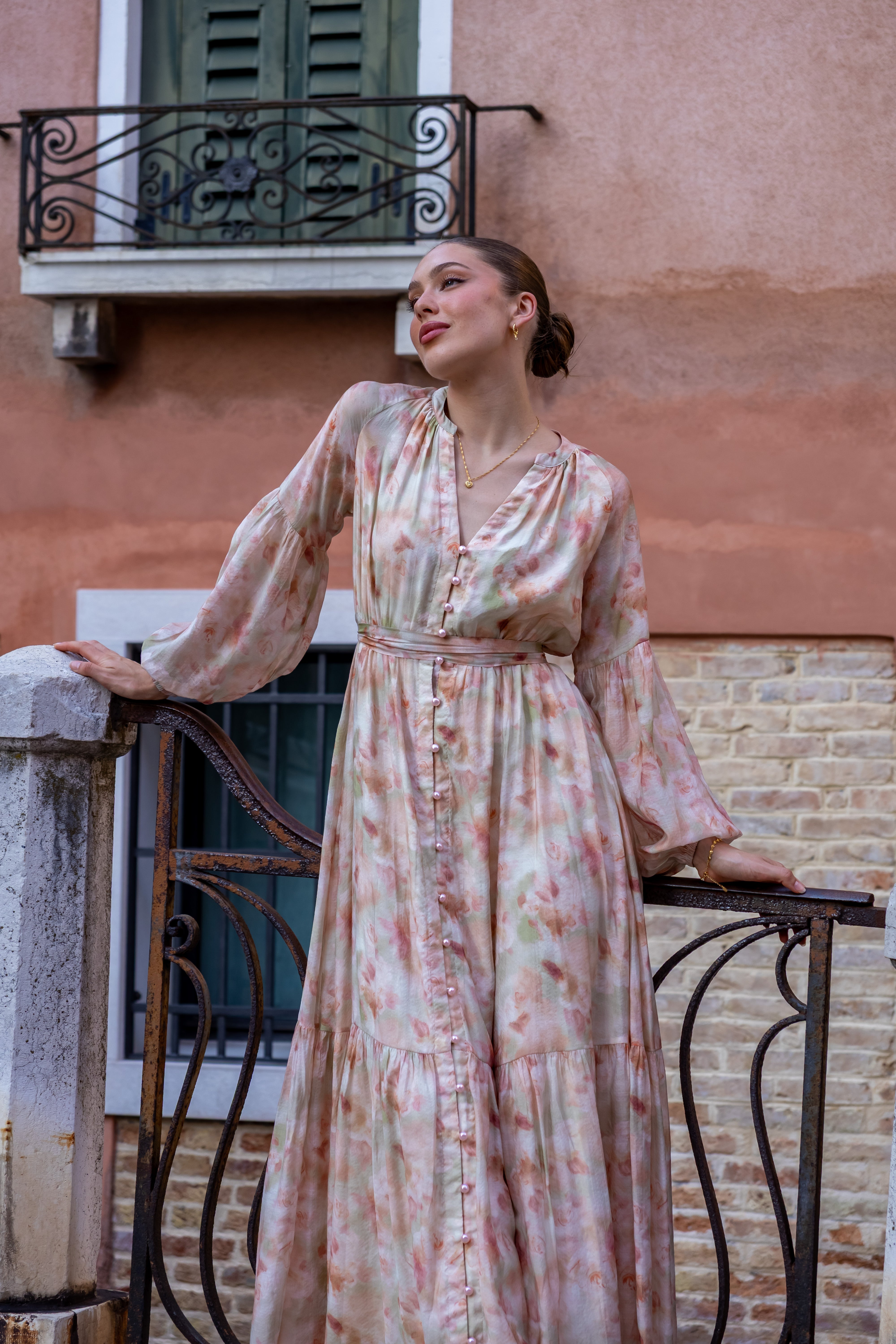 SS27 Serena soft floral dress long
