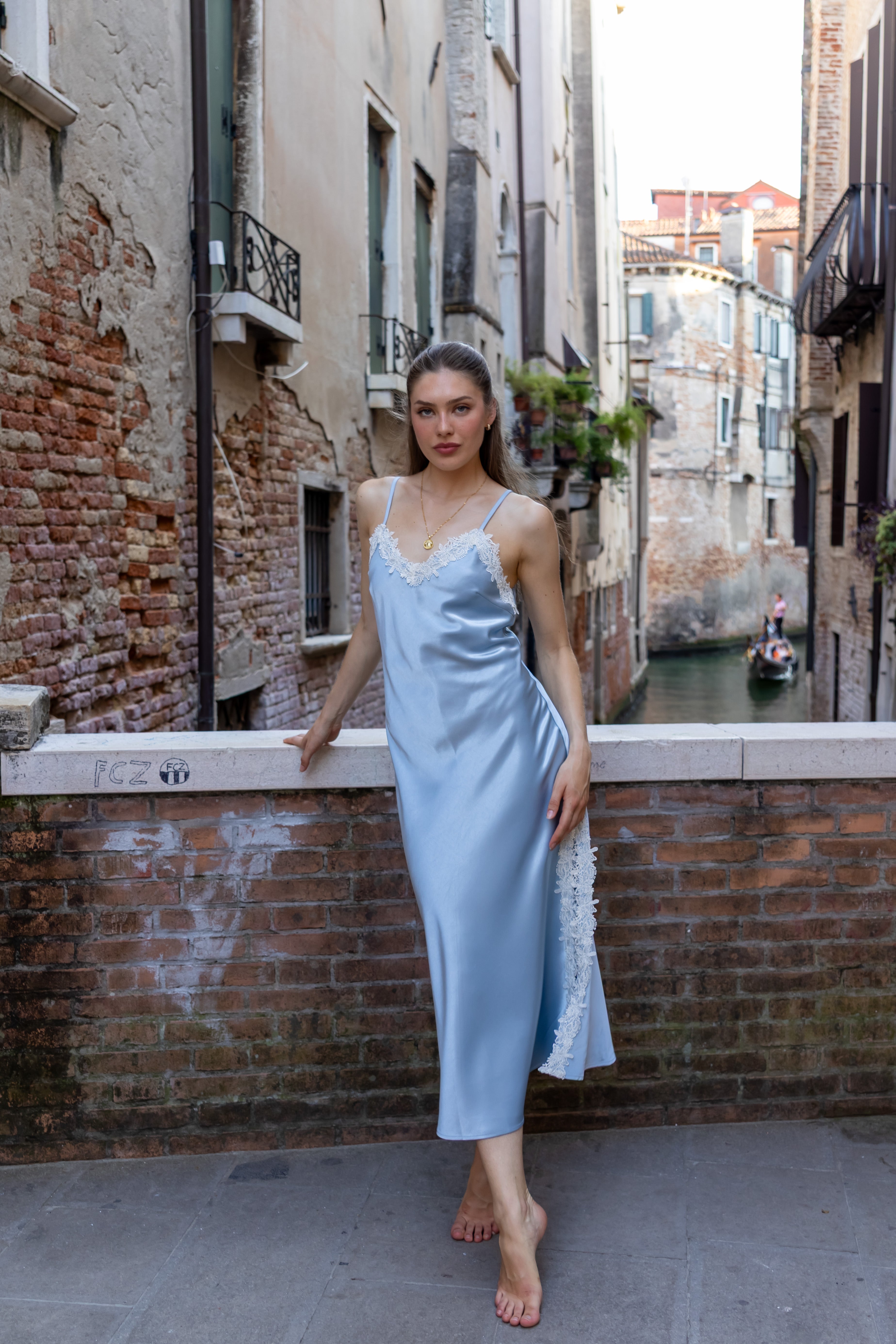 SS27 Viola lace dress dusty blue
