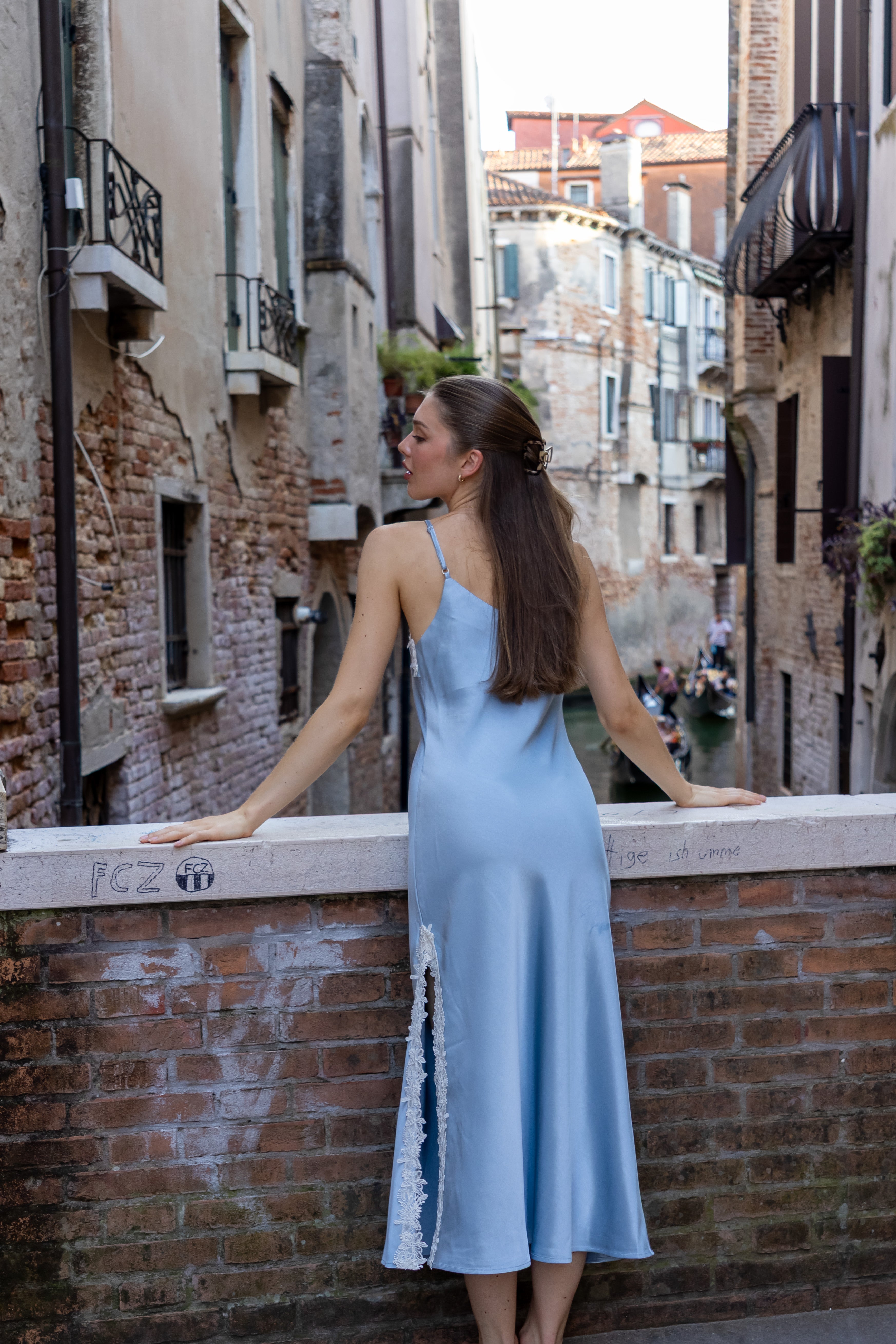 SS27 Viola lace dress dusty blue
